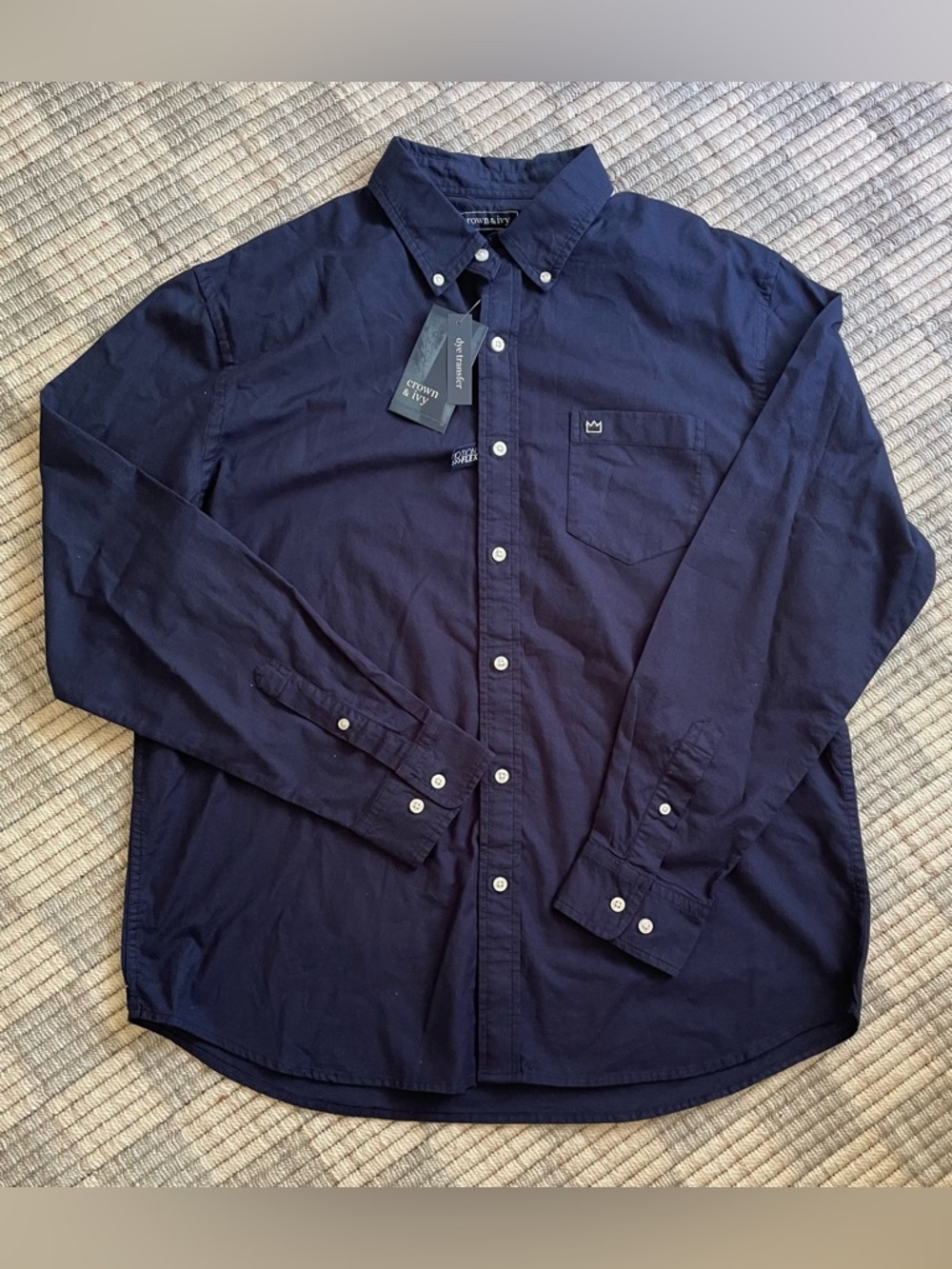 crown & ivy Men's Navy Long-Sleeve Button-Down Shirt